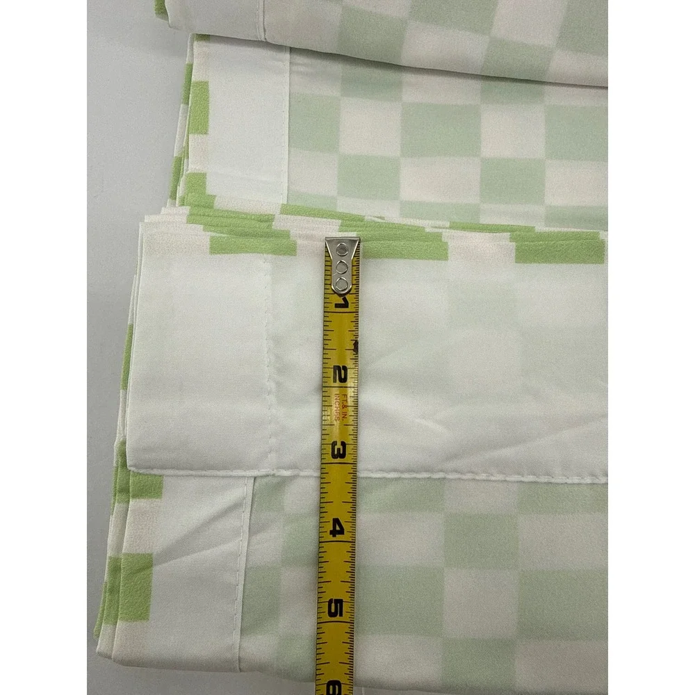Ambesonne Sage Green White Checkered Window Curtains 2 Panel Set 56x63